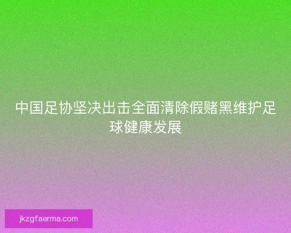中国足协坚决出击全面清除假赌黑维护足球健康发展 中国足协坚决出击全面清除假赌黑维护足球健康发展