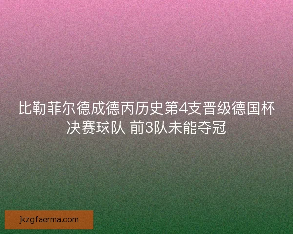 比勒菲尔德成德丙历史第4支晋级德国杯决赛球队 前3队未能夺冠