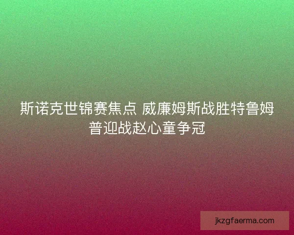 斯诺克世锦赛焦点 威廉姆斯战胜特鲁姆普迎战赵心童争冠