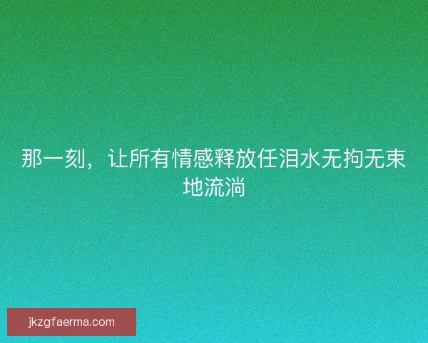那一刻，让所有情感释放任泪水无拘无束地流淌